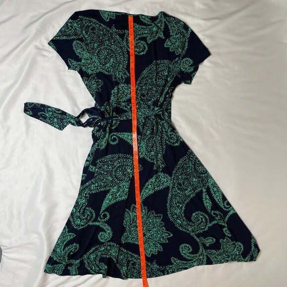 Ripe Maternity Wrap Dress Navy Green Paisley Short Sleeves Size M - Picture 5 of 7